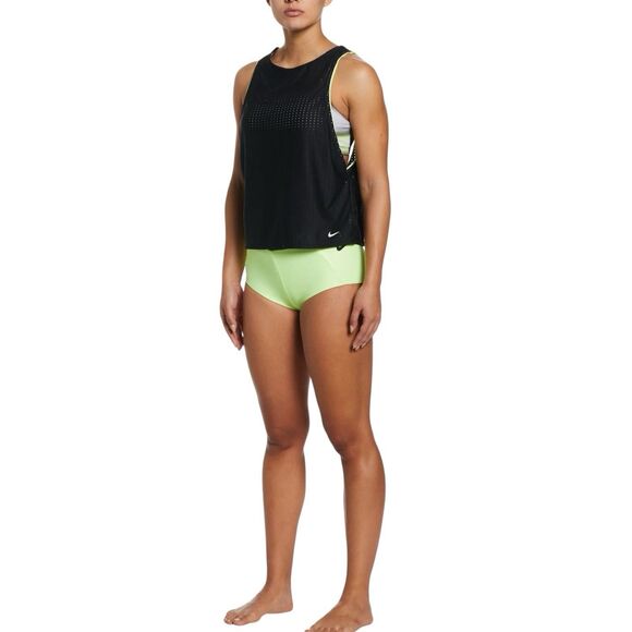 Nike Swim Tankini WMNS S Black Stripe Convertible Layered Mesh Workout Grey Bra - Picture 11 of 11